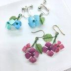 作品和紙の紫陽花ピアス