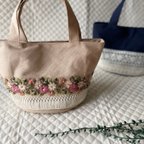 作品刺繍リボントートバッグ