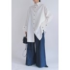 作品オーバーサイズシャツ【Bicolor stitch blouse】White