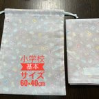 作品給食が楽しくなる！ランチョンマットと巾着のセット（小学校標準サイズ）ライトピンク×ちょうちょ