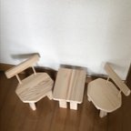 作品ミニチェアー（2個）とミニテーブル（1個）セット（飾り用　椅子八角形）作品⑥