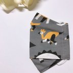 作品【メンズ】布マスク　恐竜　モノトーン　グレー　エバークール加工