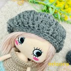 作品🌸ベレー帽✨【単品】着せ替えෆ̈ ハッピードール　イーマリー　グレー　可愛いෆ̈🧶