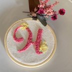 作品アルファベット刺繍リース