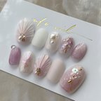 作品pearl mermaid nail （pink purple）