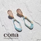 作品▲cona▲オレンジ×ミントカラー ピアス／イヤリング