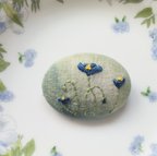 作品青いケシの刺繍ブローチ【送料無料】