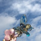 作品空に舞うハートの蝶/髪飾り/ヘアアクセサリー/クリップ/花/蝶/ハンドメイド/オーダーメイド