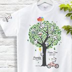作品パンダと緑の木（Panda & Green Tree）  Tシャツ　150.160.S〜XLサイズ【受注生産品】