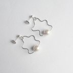 作品波フープ × パール 【silver】(pierce or earring)