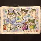 作品【色鉛筆画】猫と妖怪🐈👻にゃろろろろ…〜妖怪みーと妖怪福ちゃん〜イラスト原画