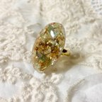 作品紫陽花&かすみ草&スターチス🏵レジンリング💍指輪   グリーン オレンジ オーバル