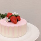 作品いちごいっぱい フェイクケーキ キャンドル 誕生日 ハーフバースデー クレイケーキ ウェルカムスペース ウェルカムボード リングピロー