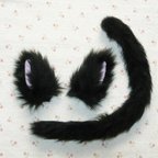 作品<即納品>黒猫耳(横向き・長毛)としっぽのセット