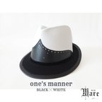 作品ウイングチップモチーフ中折れハット「one's manner -BLACK×WHITE-」