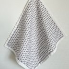 作品刺し子の布巾(花亀甲／パープル系)