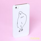 作品＊足バッテン貴婦人＊スマホケース 白 機種選べます トリ 鳥 ハト 鳩 インコ イラスト シンプル 可愛い iPhone Android