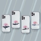 作品iPhone15〜 クジラツリー＆サメツリー（桜ver：スピンオフ）スマホケース