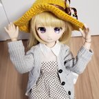 作品麦わら風　毛糸の帽子　ドール用