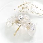 作品ice crystal ポニーフック/水晶・淡水パール/金具 ゴールドカラー/4月・6月誕生石〈受注制作〉