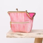 作品水彩ピンク たくさん入る小さながま口財布