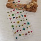 作品かすみ草　押し花iPhoneケース　押し花スマホケース