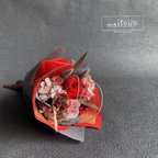 作品【NEW】miniブーケ【Hanataba】花束　あかね～水引フラワー付～プリザーブドフラワーの贈り物　紫　卒業　入学　歓送迎会　母の日　結婚祝　ご祝儀袋