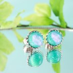 作品色が変わる 新緑１粒ピアス イヤリング ～ Mint green ～ グリーン 緑 春 夏 ギフト プレゼント　小ぶり