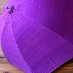 作品日傘　着物リメイク　紫　花柄　傘袋付