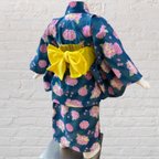 作品ベビー浴衣 セパレートタイプ 80-90サイズ　黄色の帯がかわいい💕ヘアゴムおまけ付き 紫陽花柄