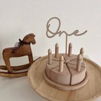 作品W028 【 Big Cake Topper / one two three 】木製 ケーキトッパー バースデー 誕生日 飾り 1歳 2歳 3歳 撮影アイテム