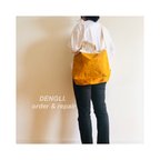 作品DENGLI.ショルダートート/M/パラフィン帆布/パラフィン加工/ショルダーバッグ/トートバッグ/3way/横A4/送料無料