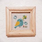 作品新作🌟刺繍フレーム🐦しあわせの青い小鳥　インテリア雑貨 壁飾り