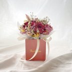 作品【母の日限定カーネーション入り】ドライフラワー　ボックスフラワー　Thank you メッセージ入り Pink BOX