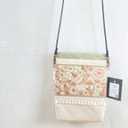 作品インド刺繡リボンと帆布のスマホポシェット　《sumaho pochette》