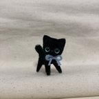 作品小さな　ブルーアイ　黒猫ちゃん　モールアート　モールベア 