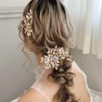 作品ヘッドドレス 結婚式　花嫁 ヘアアクセサリー ヘッドアクセサリー ウェディング ブライダル　フラワー　リーフ　小枝アクセサリー 披露宴 挙式 二次会 前撮り ブライダルアクセサリー