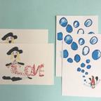 作品女の子の手描きイラストポストカード　2種類×2枚＝4枚