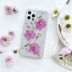 作品【千鳥草】押し花スマホケース iPhone15Pro・Xperia・Galaxy・AQUOSケース 多機種対応