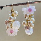 作品お花ジャラジャラ ピアス