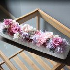 作品《スモーキーピンク》お花をぎゅっと詰め込んだプリザーブドフラワー