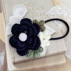 作品送料無料♡コットン夏糸で編んだ　お花いっぱいヘアゴム