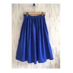 作品66㎝丈   国産リネンの青いスカート   