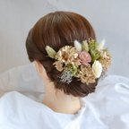 作品ハンドメイド 髪飾り ナチュラル ピンク ゴールド 成人式 和装 結婚式 七五三 卒業袴 前撮り