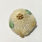 作品夏　ひまわり　お花　くるみボタン　刺繍ヘアゴム　