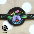 作品花束刺繍の帯締