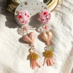 作品Sugarly heart pink ピアス 1点もの