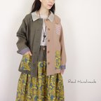 作品[予約販売] Oliveデニムとノルディックフラワーパッチドロップ羽織りシャツ（セットアップにもなります）