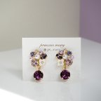 作品新作》8mmスワロ アメジスト♡purple flower bijouピアス