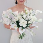 作品ブーケ ブートニア♡ブーケ 結婚式 白 ブーケ 白ウェディングブーケ白造花ブーケ結婚式白ブーケ造花ブーケカラーブーケチューリップブーケ